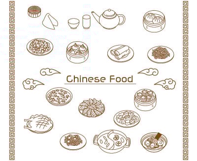 中国菜简单的线条图标