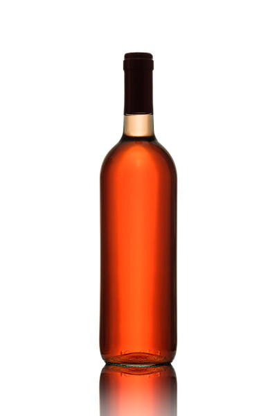 Bottel rose wine in back lit