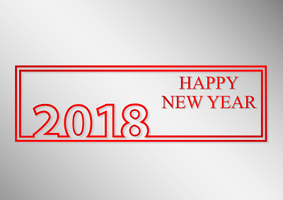 快乐新年横幅勾勒红色