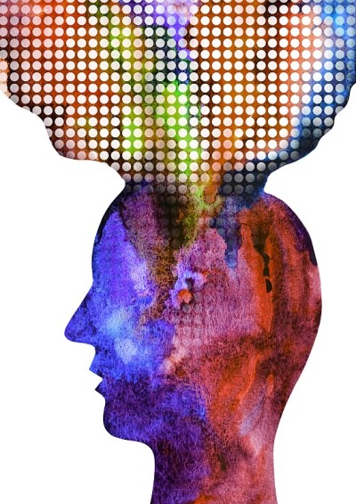 图文水彩画插图互联网，冥想