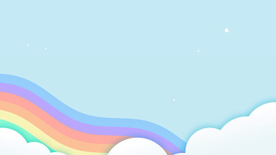 抽象卡哇伊彩色天空彩虹背景。柔和的渐变蜡笔漫画图形。婚礼卡片设计或展示的概念