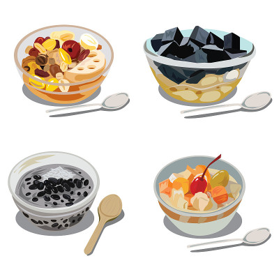 泰国甜点(Khanom Thai)，泰国甜点食品和泰国甜食，矢量。