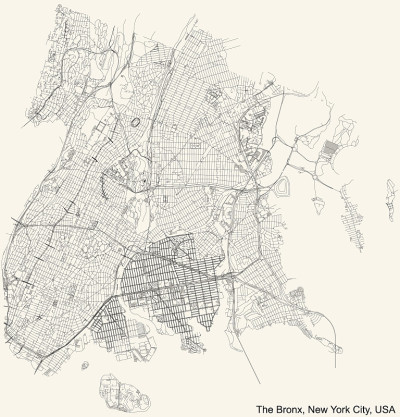 美国纽约市布朗克斯区街道道路图