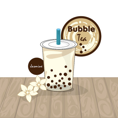 泡泡茶图案杯