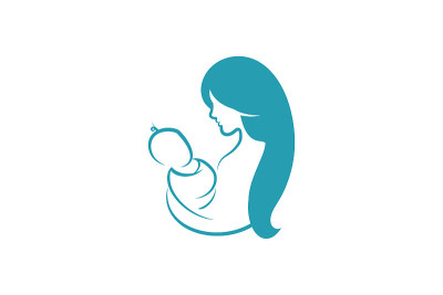 母亲和婴儿图标矢量符号。妈妈抱着孩子的设计模板