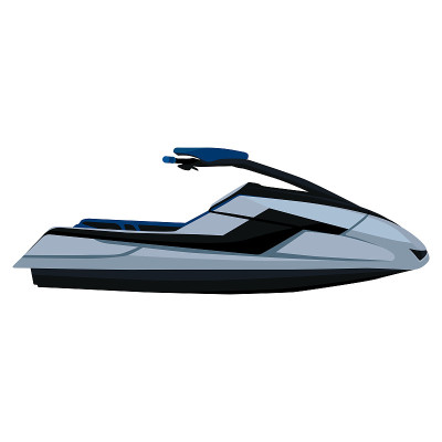 Hydrocycle。水上摩托艇，小型摩托车——一种在水面上移动的交通工具。矢量插图孤立在白色背景上