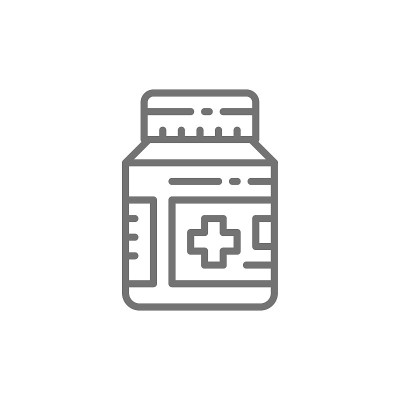 医药罐药丸和药品线图标。