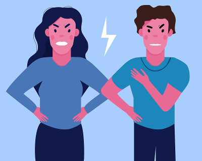 Couple is quarrelling.Resentment and indignation c