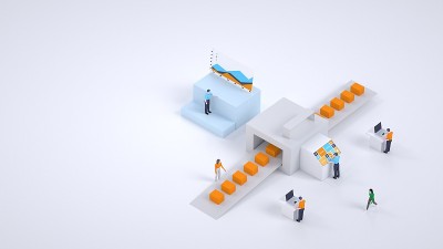 订单交付点，3d图形。3 d模型。在线整理订单和包裹。在线购物。