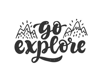 去探索的口号。手绘旅行励志字母引用