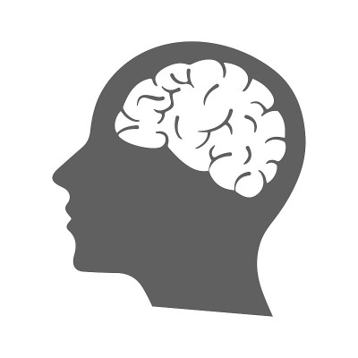 大脑，思想，头部图标。灰色的矢量图形。