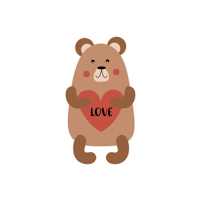 Kids cartoon illustration of a cute baby bear. Val