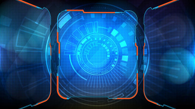 抽象的未来背景蓝色发光技术，科幻画面hud UI