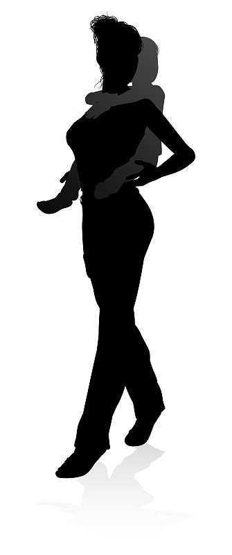 Silhouette Mother and Child Family