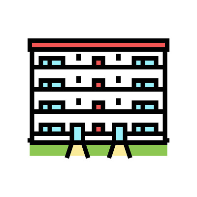 公寓房子颜色图标矢量插图