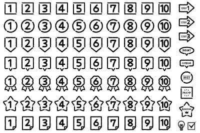 手绘数字图标和排名/黑白