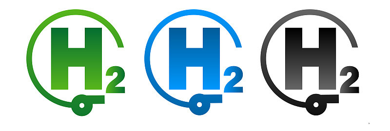 H2氢燃料电池图标。氢能源生产。向量