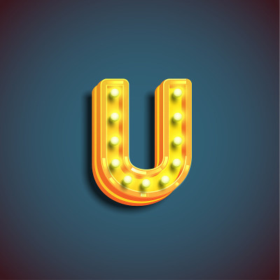 “百老汇”字符与灯具从字体，矢量插图