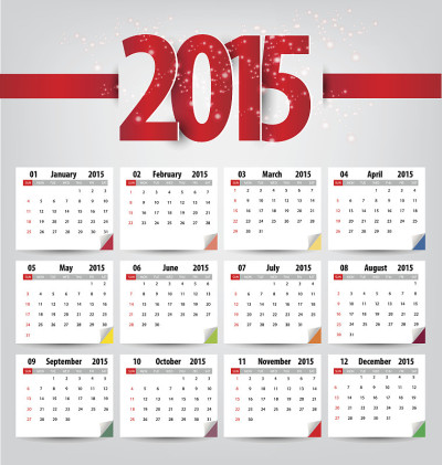 2015年的日历。向量EPS10。