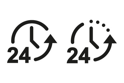 24小时图标。时钟的标志。矢量图