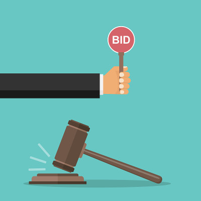 Auction, bidding. People bid on auctions. Vector, 
