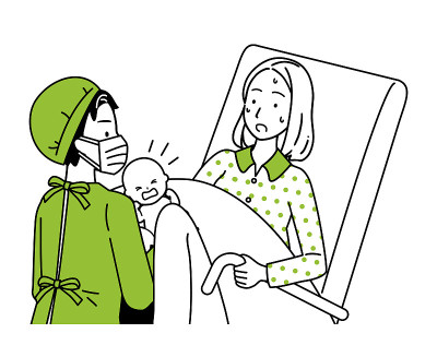 一个妇女分娩的插图。