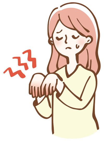 女人与粗糙的手插图
