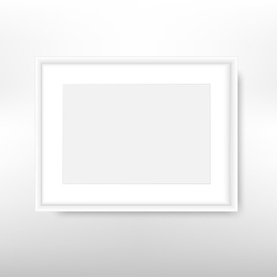 白色的镜框。现实的空白白色画框模型。向量。