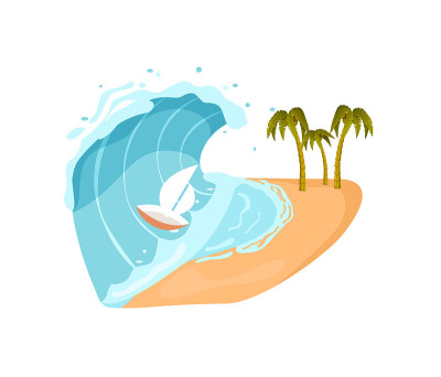 海洋海啸孤立矢量图标