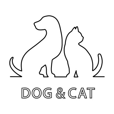 一个白色背景上的狗和猫的线性插图