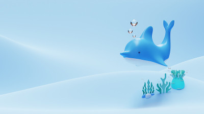 海豚3D渲染插图