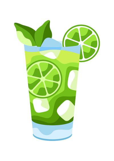 莫吉托鸡尾酒插图。