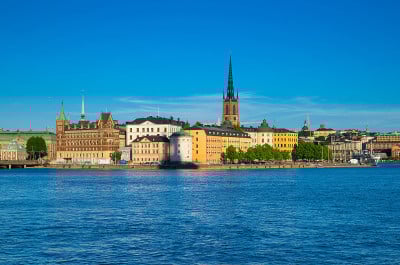 瑞典，斯德哥尔摩，Riddarholmen岛与Riddarholm教堂尖塔，Sweden