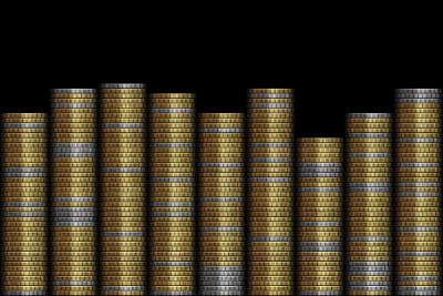 金银钱币堆叠