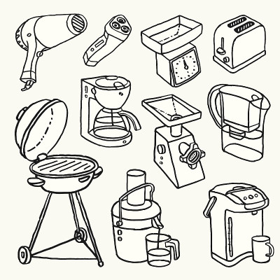 家用电器手绘卡通插图