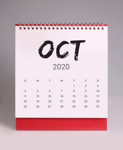 简单的台历2020年10月