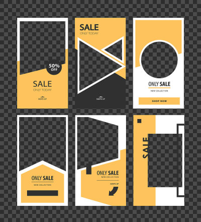 Stories template set. Modern flat stories template