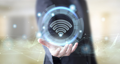 商人与数字wifi图标
