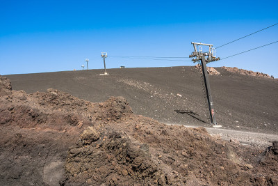 意大利西西里岛里帕里埃特纳火山上的缆车