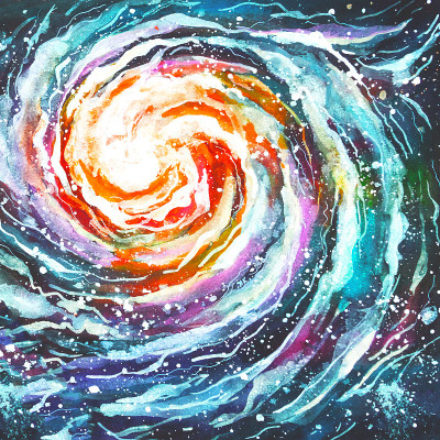 画银河水彩画