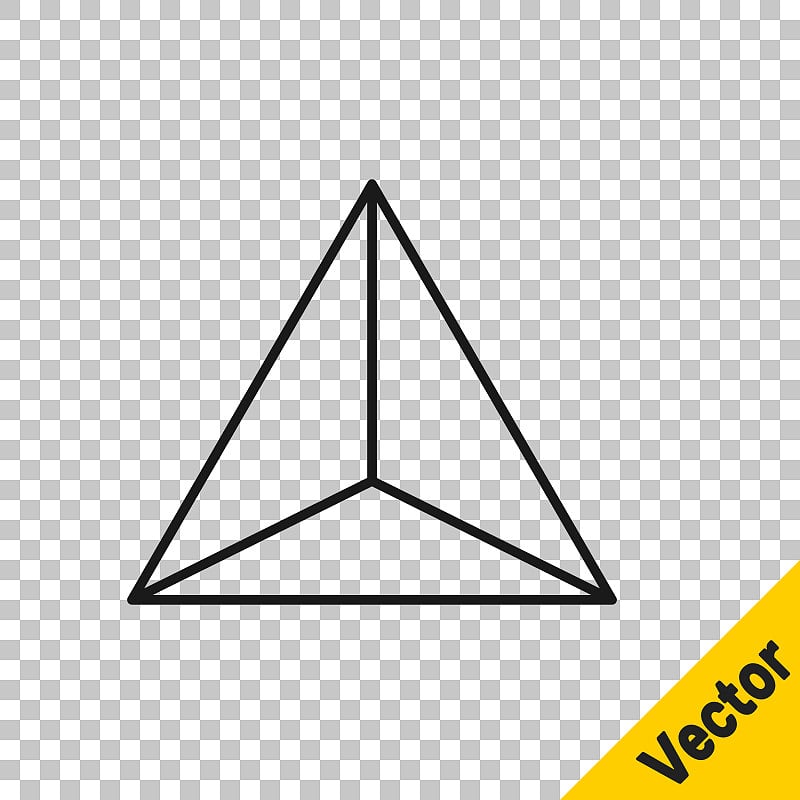 Black line Geometric figure Tetrahedron icon isola