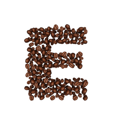 咖啡豆字母表。字母E