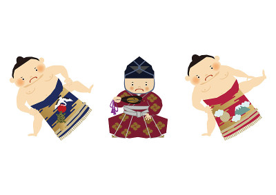相扑手的插图。