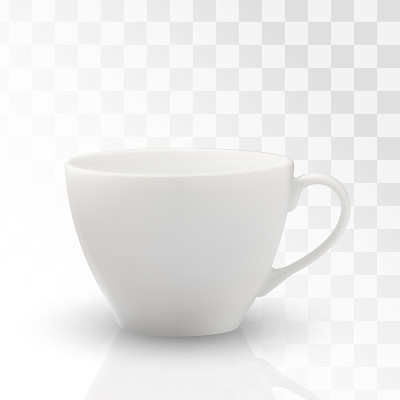 矢量白色杯孤立在透明的白色背景