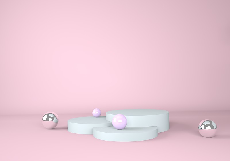 3d抽象背景，模拟场景几何形状平台的产品显示。