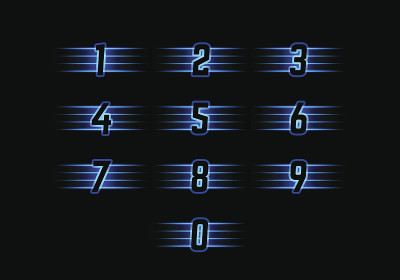 蓝色氖矢量数字