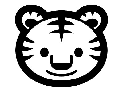 黑白可爱的老虎脸插图