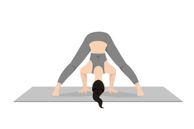 激烈的腿部伸展式，Prasarita Padottanasana，双脚伸展激烈的伸展式，宽腿前屈式