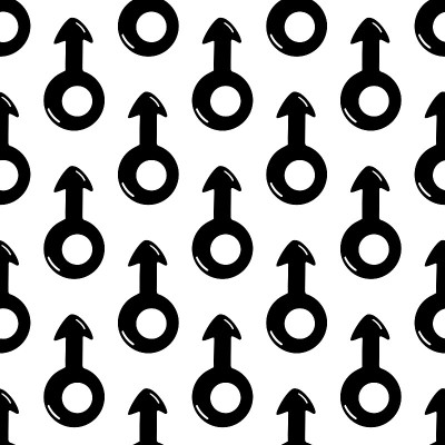 无缝图案的涂鸦男性符号。孤立在白色背景上。矢量插图。