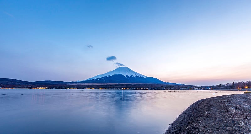 山中湖的富士山景观